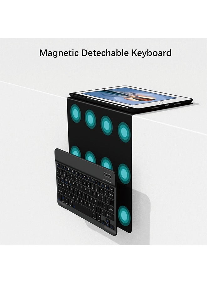 حافظة لوحة مفاتيح لجهاز iPad 9th/8th/7th Generation 10.2 بوصة 【لوحة مفاتيح لاسلكية مغناطيسية قابلة للفصل】 【تدعم 3 أنظمة】 حافظة قابلة للطي مع حامل أقلام لجهاز iPad 10.2 2021/2020/2019، بنفسجي - Image 2